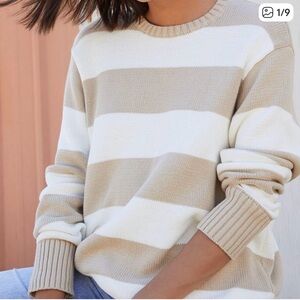 Brandy Melville Beige and White Striped Sweater